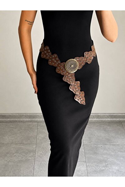 LİA KEMER Cowboy Belt with Latch Metal Antique Buckle Accessories for Dress, ...