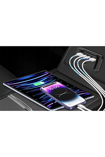 NO BRAND 12V 24V 4 USB PD QC 3.0 pornire/oprire 96W priză auto rabatabilă