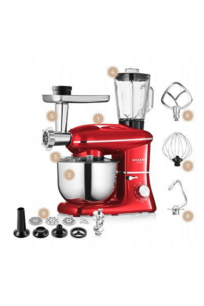 NO BRAND Robot de bucătărie Mozano Kitchen Assistent 3200 W Roșu