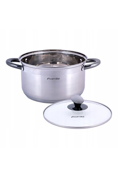NO BRAND Oală cu capac tradițională 4,5l din oțel 22cm pentru inducție și gaz