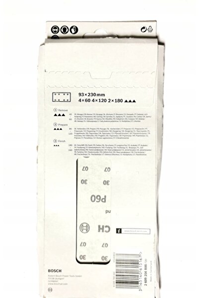 NO BRAND Hârtie abrazivă Bosch 93x230mm P60,120,180 10 bucăți 2 609 256 B00
