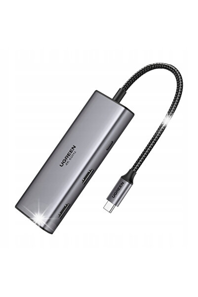 Ugreen Hub USB-C CM498 7 în 1, 2xHDMI 4K@60Hz, 2xUSB, 2xUSB-C PD 100W, din al...