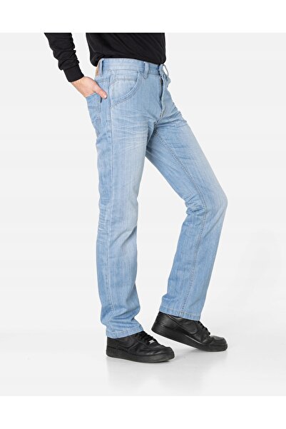 NO BRAND Blugi bărbați albastru deschis din denim, croială dreaptă Texas La12...