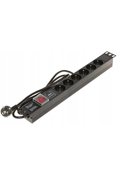 NO BRAND Prelungitor tip rack anti-supratensiune, 6 prize, 230 V, cablu de 1.8 m