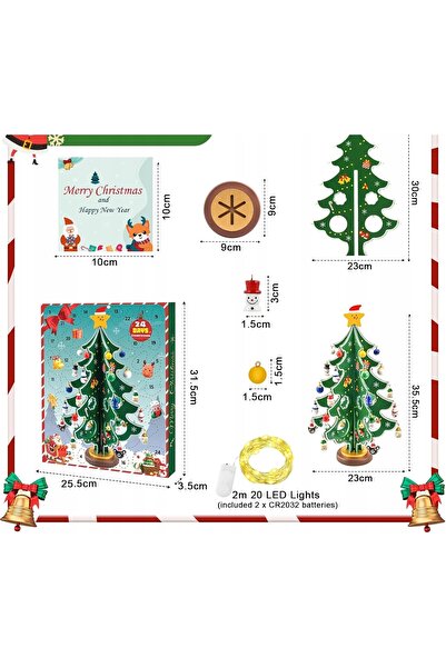 NO BRAND Calendar de Advent Mini Brad de Crăciun + Ornamente Cadou Creativ