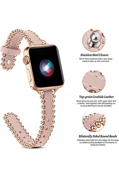 NO BRAND Curea din piele Wutwuk Apple Watch SE2 9/8/7/6/5/4 38/40/41 aur roz