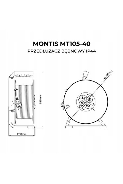 NO BRAND Cablu prelungitor profesional Mt105-40 4X2P+Z IP44 16A 3680W 3X1,5 40m
