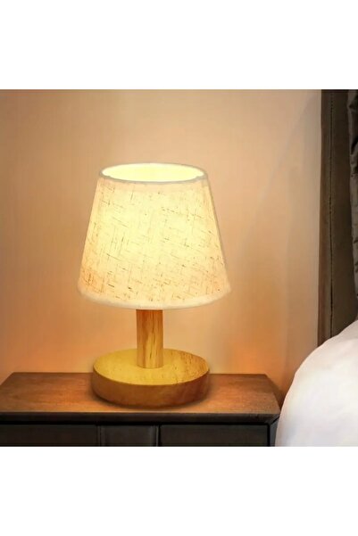 NO BRAND Lampă de veghe LED nordică, de masă, din lemn, pentru dormitor, 20cm