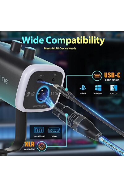 NO BRAND Microfon dinamic XLR / USB pentru streaming și podcasting