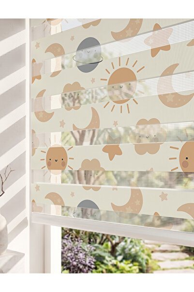 AD Home ADHOME Sevimli Boho Güneş ve Aydede Dijital Baskılı Bebek Odası Zebra...