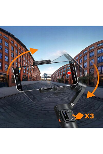 NO BRAND Stabilizator Gimbal pe 3 Axe pentru Smartphone + Telecomandă