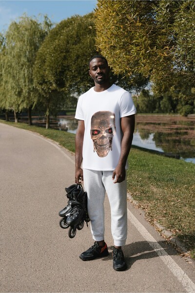 Inscriptie Tricou Unisex Bumbac Premium Casual " Robot head "