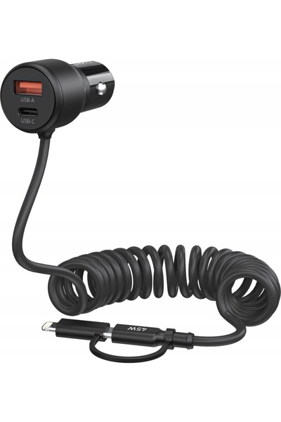 NO BRAND Roroskin tc0038 încărcător auto 65W USB-C 45W USB cablu Lightning 3 ...