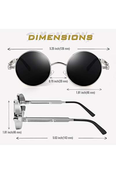 NO BRAND Ochelari de soare Lenonki unisex rotunzi retro steampunk