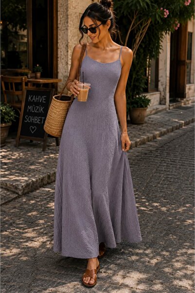 bb butik basic Women's Daily Comfortable Fit Long Dress with Straps – Non-Iro...