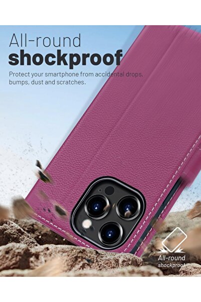 NO BRAND Husă din piele Ocase pentru iPhone 15 Pro Max, tip portofel cu supor...