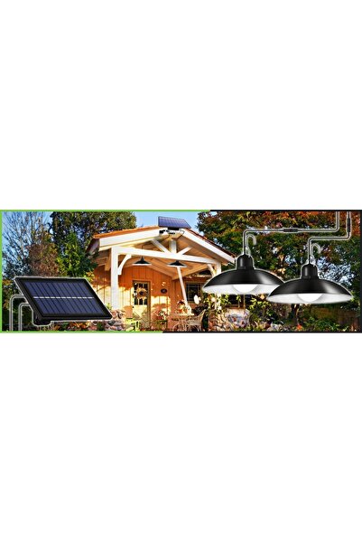 NO BRAND Lampă Solară Dublă 2X LED, Panou de Grădină Tip Candelabru Suspendat...
