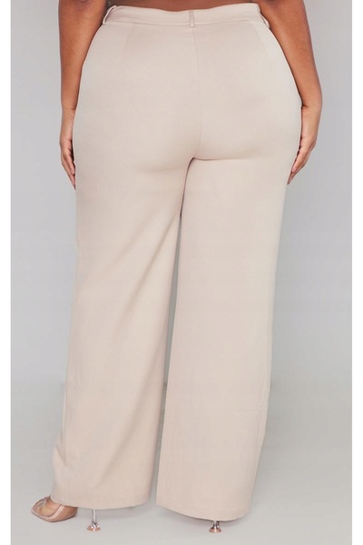 NO BRAND Prettylittlething 44 pantaloni clasici drepți din stofă bej