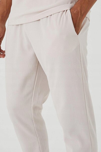 NO BRAND Pantaloni bej, reiați, croială dreaptă, cu buzunare, uni, Boohooman m