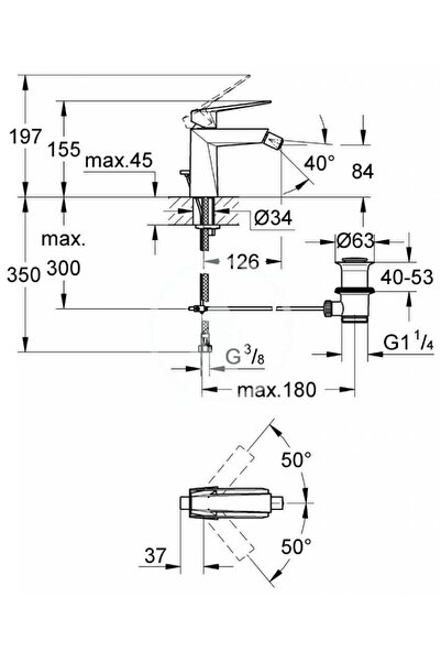 NO BRAND Grohe Allure Brilliant 23117000 Crom Baterie de bideu pe picior