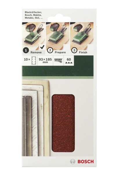 NO BRAND Hârtie abrazivă Bosch 93x185mm Set P60/120/180 10 bucăți 2609256A93