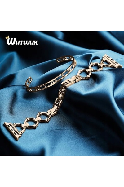 NO BRAND Brățară Wutwuk + curea placată cu aur Apple Watch SE2 9/8/7/6/5/4 38...