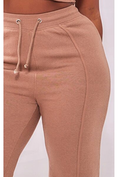 NO BRAND Pantaloni de trening maro cu talie înaltă, largi, Prettylittlething 34