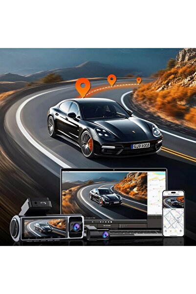 NO BRAND Cameră auto de bord 4K Ultra HD cu GPS, Wi-Fi și cameră de marșarier...