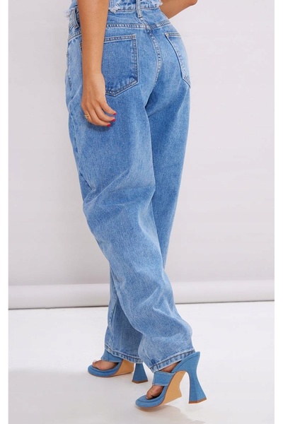 NO BRAND Blugi albastru cielui cu picior lung și fermoar Prettylittlething 34