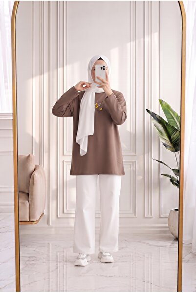 MİHRA STORE Mehşah Floral Patterned Blouse-Ss13137 Mink