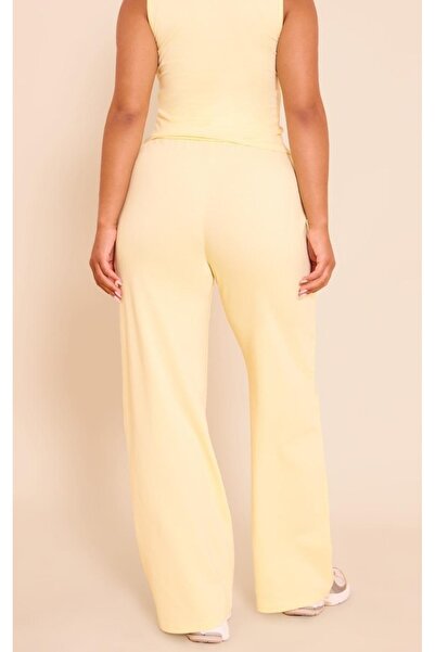 NO BRAND Pantaloni clasici galbeni, croială dreaptă, netezi, Prettylittlethin...
