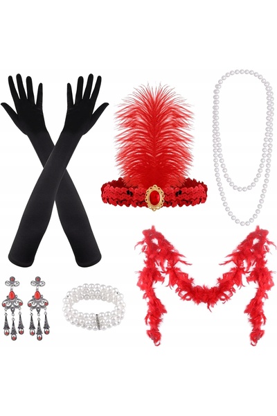 NO BRAND 20S Costum de petrecere pentru femei, stil Great Gatsby, cu cercei, ...