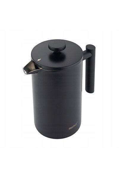 NO BRAND Kinghoff 1L Presă franceză de cafea neagră din oțel inoxidabil cu pe...
