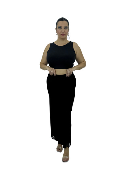 Ramelya Plus Size Lycra Elastic Waist Wide Leg Slim Viscose Women's Leggings ...