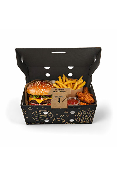 BARIŞKAN Kilitli Hamburger Lüks Menü Kutusu 100 Adet 22,5 x 12,5 x 10,5