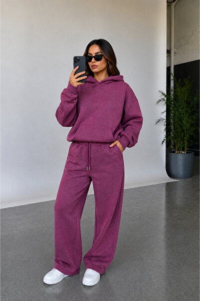 BARLİZ Kadın Kapüşonlu Oversize Sweatshirt Rahat Kesim Bol Paça Baggy Eşofman...