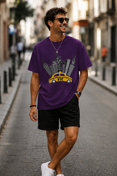 ArtYus Μπλουζάκι New York City με στάμπα Crew Neck Casual Unisex Oversize - Β...