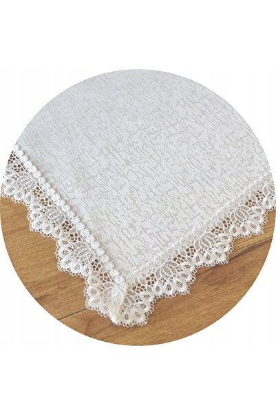NO BRAND Față de masă elegantă cu guipure 120x120 Albă