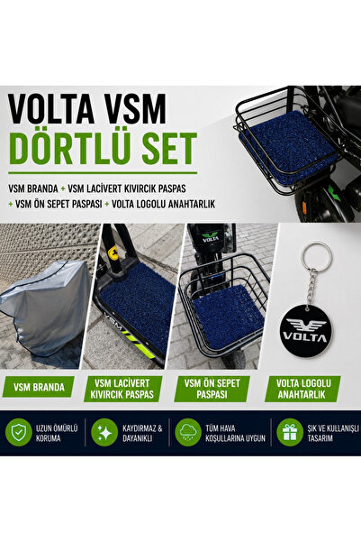 Volta Vsm Uyumlu Dörtlü Set Branda + Lacivert Kıvırcık Paspas + Ön Sepet Pasp...