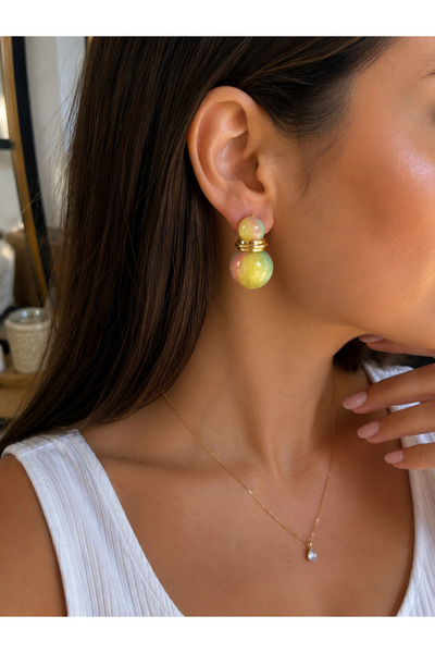 ANKA JEWELLRY أقراط نسائية من الفولاذ بنمط رخامي ملون على الوجهين |   تصميم ع...