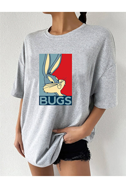 H&GHAMLEGİYİM Bugs Bunny Design Printed Oversize T-Shirt