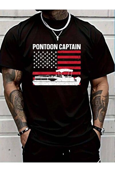 799 100% Cotton Cool Art For Men Women Pontoon Boat Captain T-Shirt Men's Wom...