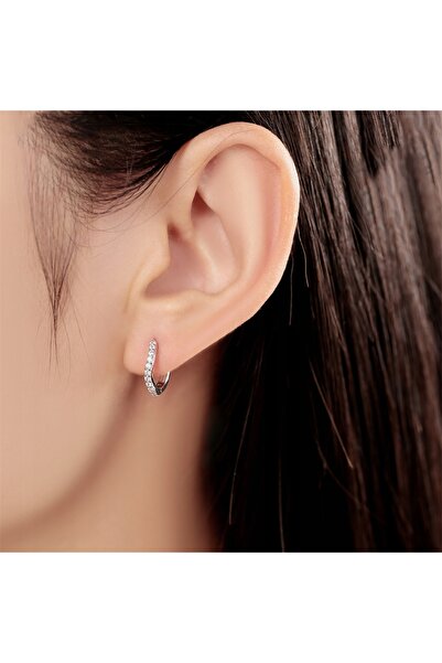 NO BRAND Cercei creole din argint Sterling 925 cu zirconiu, model val, pentru...