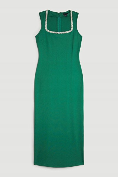 NO BRAND Rochie verde până la jumătatea coapsei, cu strasuri, netedă, simplă,...