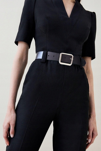 NO BRAND Salopetă elegantă NEAGRĂ 7/8 CU TIVURI DREPTE CLASICE KAREN MILLEN 40