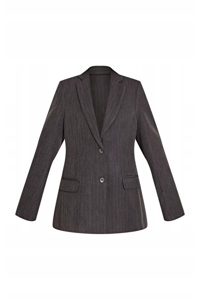 NO BRAND Blazer gri cu nasturi, mâneci lungi, Prettylittlething S