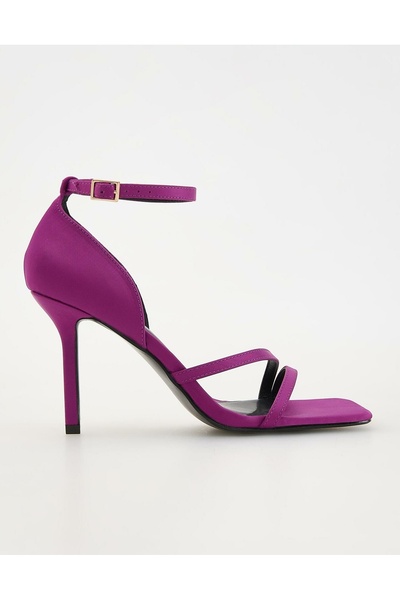 NO BRAND Sandale clasice mov cu toc stiletto, cu barete și cataramă, mărimea 40