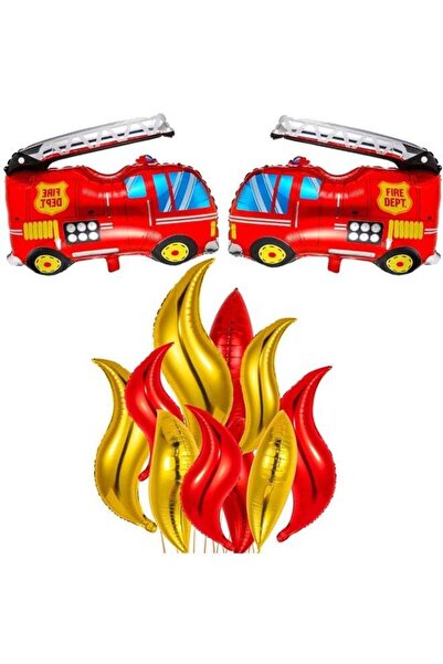 Generic 10 Pieces Fire Truck Balloon Party Decorations, Include 8 Fire Balloo...