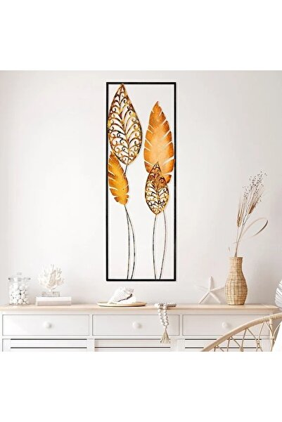 OEM Decor de perete cu model frunze, din metal, 32x90 cm, grosime 1.5mm, mult...