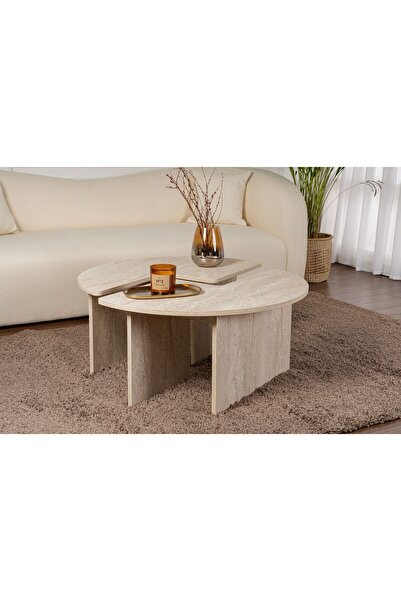 Rani Mobilya Rani Home Orta Sehpa Traverten 90 Cm AB-5375